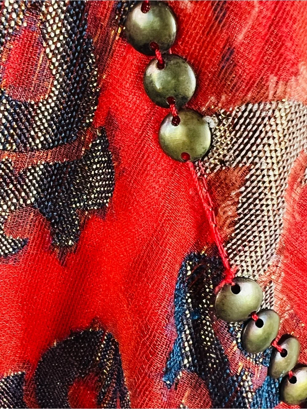 Free People Red Embellished Sleeveless Mini Dress Bohemian